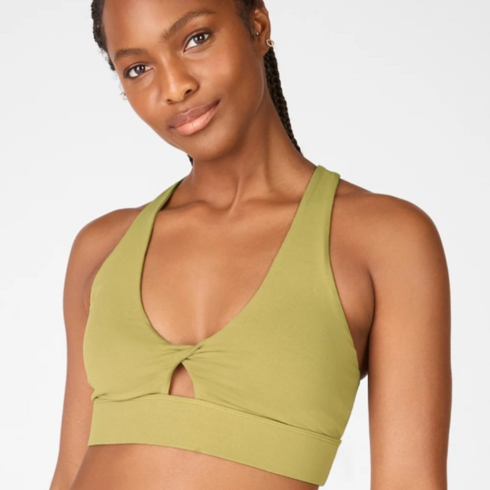 NWT Fabletics Oasis Twists Medium Impact Sports Bra Thyme Green Large